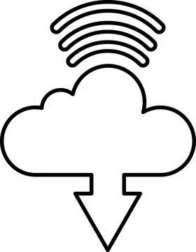 A cloud with a downward arrow pointing to it Stock Illustration