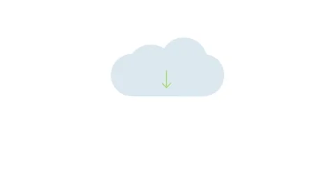 A cloud with an downward-pointing arrow, symbolizing growth or increase. Stock Footage 333909506