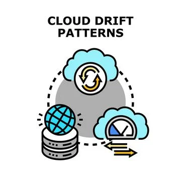 Cloud drift patterns with data synchronization and hosting Illustrazione stock