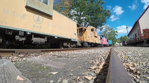 Cloud drifting over an old train yard Video stock 95760811