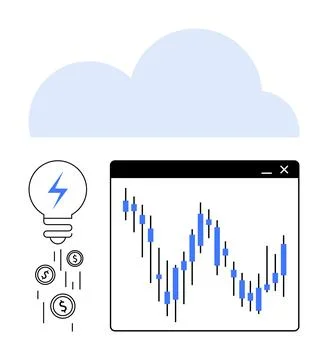 Cloud-driven Financial Analytics with Currency and Stock Market Trends Stock Illustration
