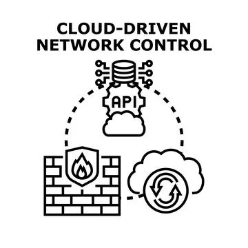 Cloud driven network control system concept Stock Illustration