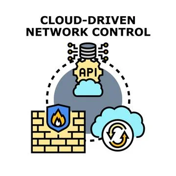 Cloud driven network control system concept Stock Illustration