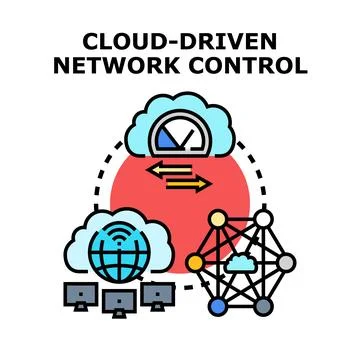 Cloud driven network controlling digital infrastructure connecting devices 스톡 일러스트