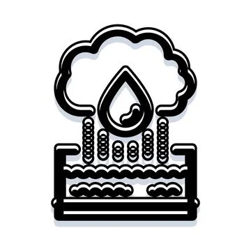 Cloud dropping water to irrigate plants Stock Illustration