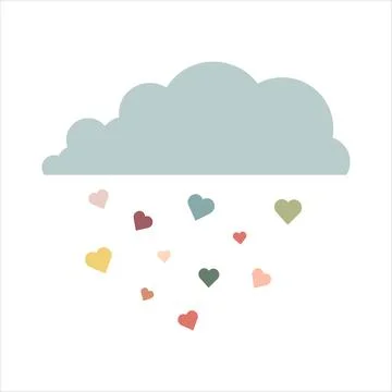 Cloud with drops in the form of hearts Stock Illustration