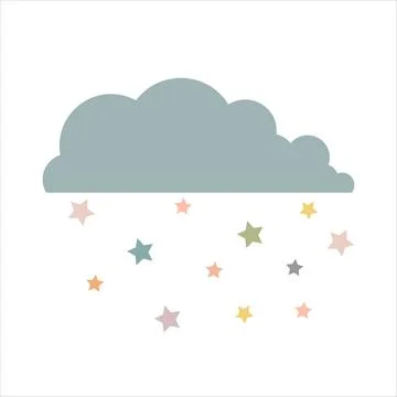 Cloud with drops in the form of stars Stock Illustration