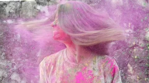 The cloud of dye powders Stock Footage 61507453