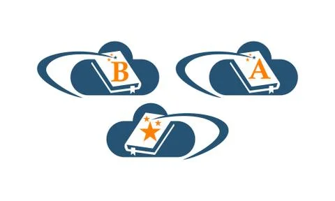 Cloud E book Solutions Template Set Stockillustratie