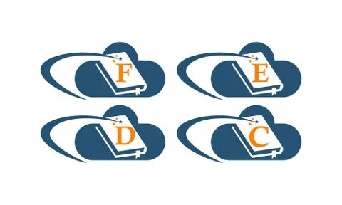 Cloud E book Solutions Template Set Stock-Illustration