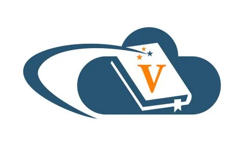 Cloud Ebook Solutions Initial V 스톡 일러스트