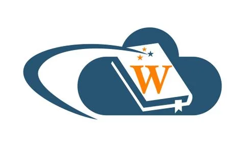 Cloud Ebook Solutions Initial W 스톡 일러스트