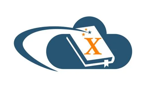 Cloud Ebook Solutions Initial X 스톡 일러스트