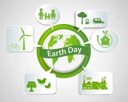 Cloud ecology concept.Green cities help the world with eco-friendly ideas.vec Stock Illustration