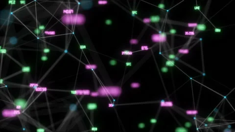Cloud of economic symbols.Abstract 3d background. Render of complex plexus Video stock 99557764
