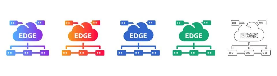 Cloud Edge Server Infrastructure Network Icons Stock Illustration
