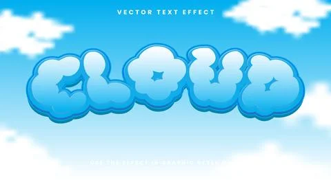Cloud editable text effect with blue cartoon style Stock Illustration