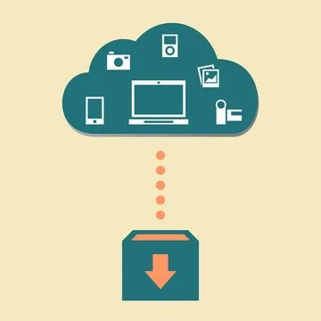 Cloud with electronic devices. Cloud with electronic devices. Concept clou... Stock Photos