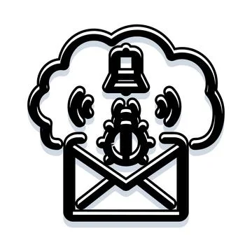 Cloud email security alert identifying malware threat Stock Illustration