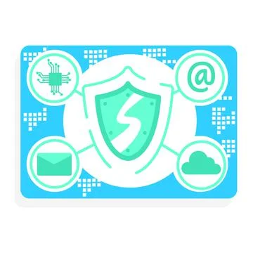 Cloud email security semi flat color vector object Stock Illustration
