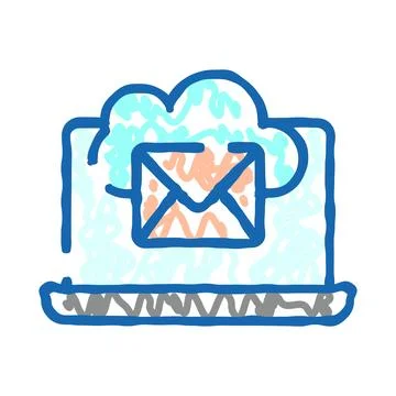 Cloud email service sending message from laptop Illustrazione stock