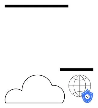 Cloud Emblem Highlighting Cybersecurity with Global Network Representation Illustrazione stock