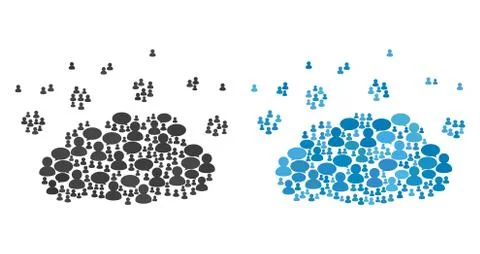 Cloud Emission Collage Icons of Message Clouds and People Stock Illustration