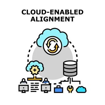 Cloud enabled alignment for data synchronization and collaboration Stockillustratie
