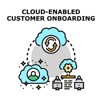 Cloud enabled customer onboarding process with digital transformation Stock Illustration