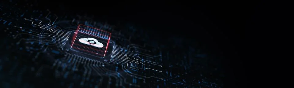 Cloud Enabling Scalable Solutions for Data Storage Illustrated on a Processor Stock Photos