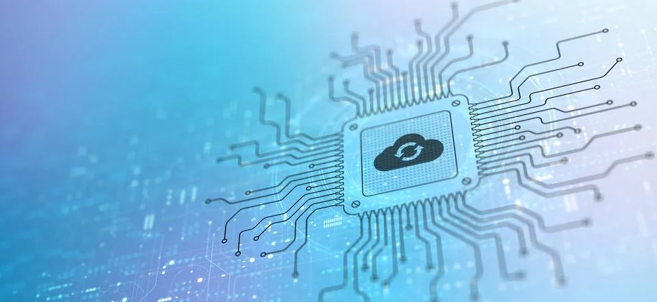Cloud Enabling Scalable Solutions Illustrated on a Processor. Stock-Fotos