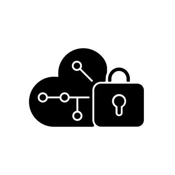 Cloud encryption black glyph icon Stock Illustration