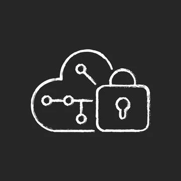 Cloud encryption chalk white icon on dark background 스톡 일러스트