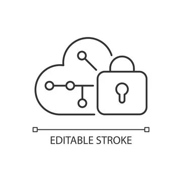 Cloud encryption linear icon Stock Illustration