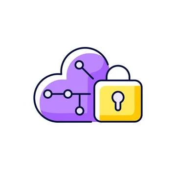Cloud encryption purple RGB color icon Stock Illustration
