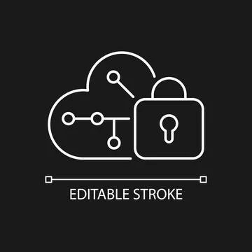 Cloud encryption white linear icon for dark theme Stock Illustration