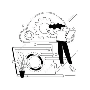 Cloud engineering abstract concept vector illustration. Stock Illustration