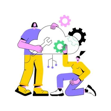 Cloud engineering abstract concept vector illustration. Stock Illustration