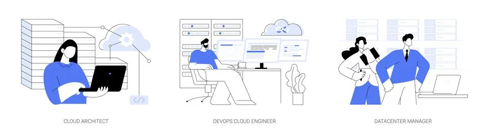 Cloud engineering abstract concept vector illustrations. Stock Illustration