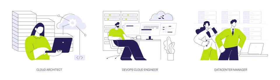 Cloud engineering abstract concept vector illustrations. Stock Illustration