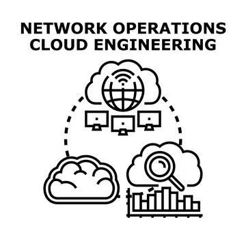 Cloud engineering and network operations concept illustration 스톡 일러스트