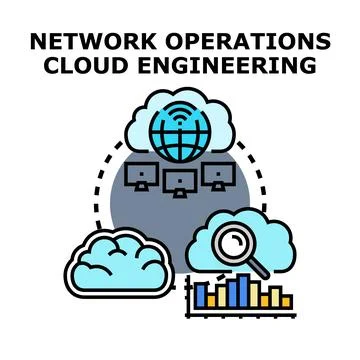 Cloud engineering and network operations concept illustration Stock Illustration