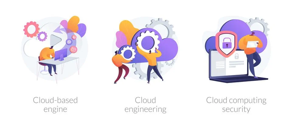 Cloud engineering services vector concept metaphors. Stock Illustration