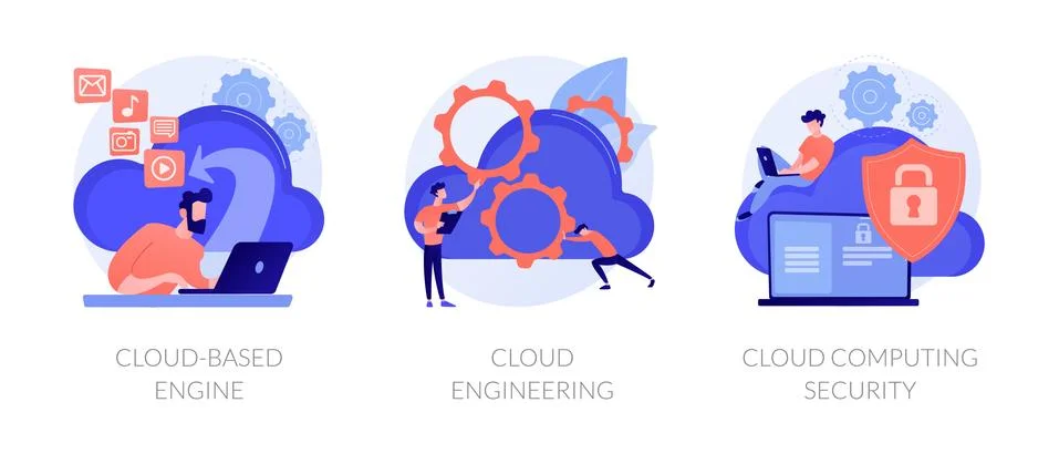 Cloud engineering services vector concept metaphors. 스톡 일러스트