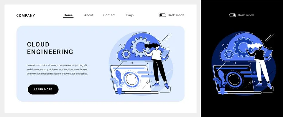 Cloud engineering vector concept landing page. Stock Illustration