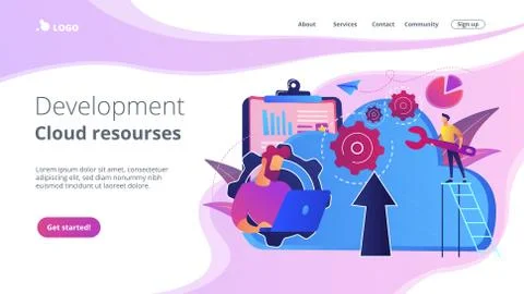 Cloud engineeringconcept landing page. Stock Illustration