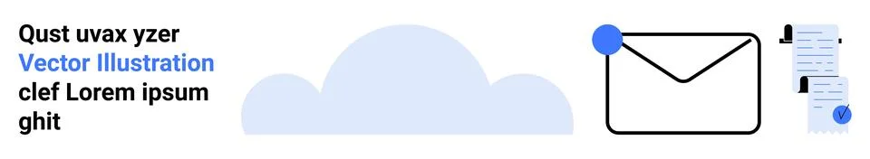 Cloud with Envelope and Documents for Email and Online Messaging Representati Stock Illustration