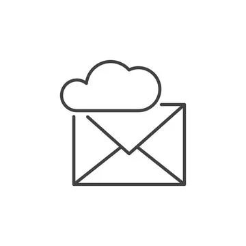 Cloud with Envelope vector Online Email concept thin line icon Stock Illustration