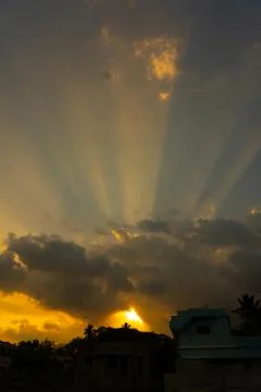 Cloud the evening sky at sunset beautiful wave lights Fotos Stock