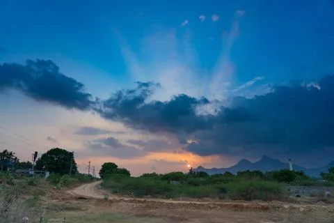 Cloud the evening sky at sunset beautiful wave lights Fotos Stock